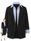 Blazer deux-pièces noir à revers rayé style années 1950