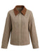 Veste à carreaux marron à revers et fermeture éclair des années 1950