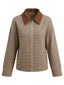 Veste à carreaux marron à revers et fermeture éclair des années 1950