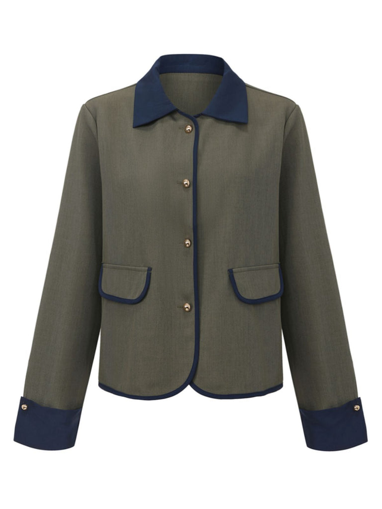 Veste col revers vert blocs de couleur années 1950