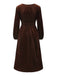 Robe en velours patchwork de dentelle unie marron des années 1940