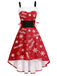Robe de Noël tartan à ourlet asymétrique bordé de fourrure des années 1950