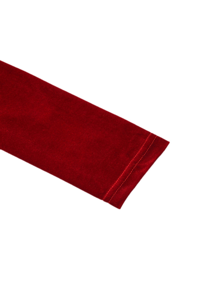 Robe moulanteen velours col en V torsadé rouge et noire des années 1960