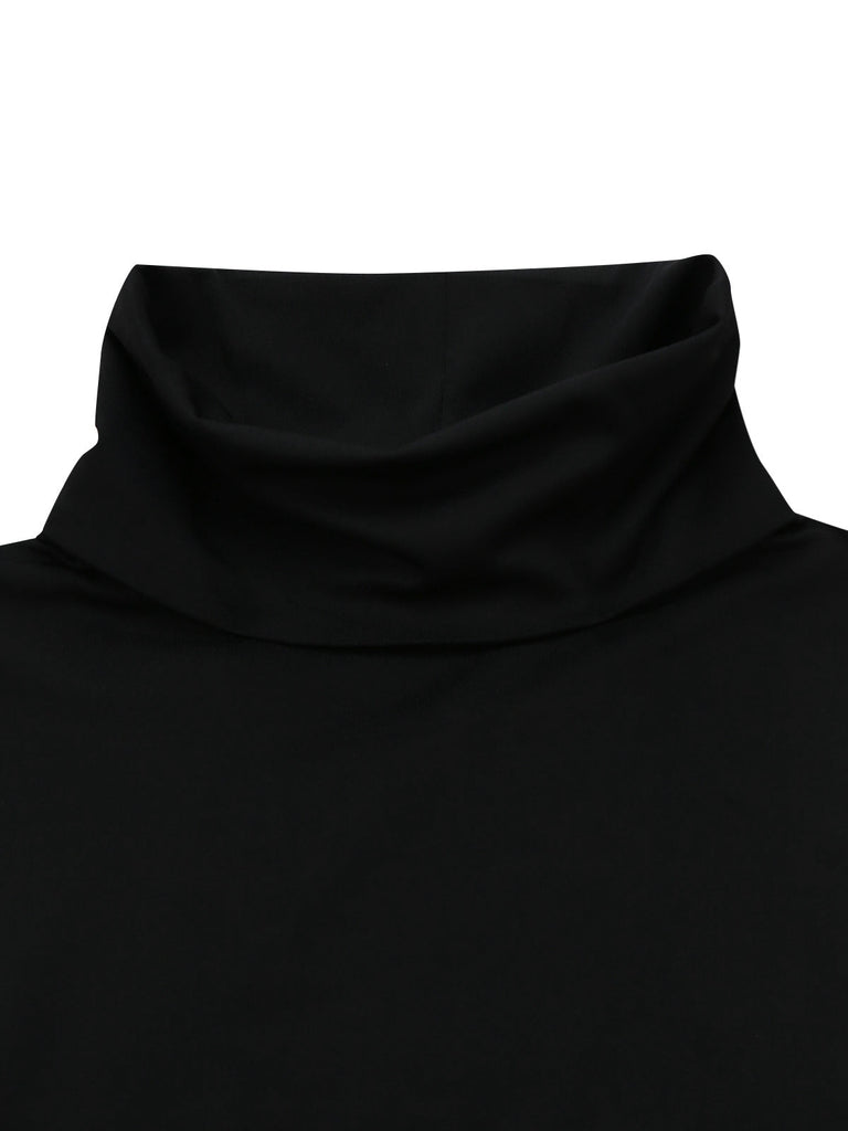 2PCS haut col roulé noir et jupe fleurie années 30