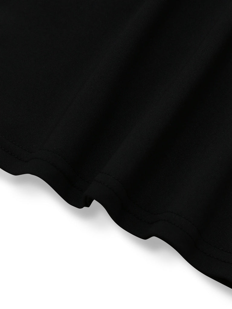 2PCS haut col roulé noir et jupe fleurie années 30