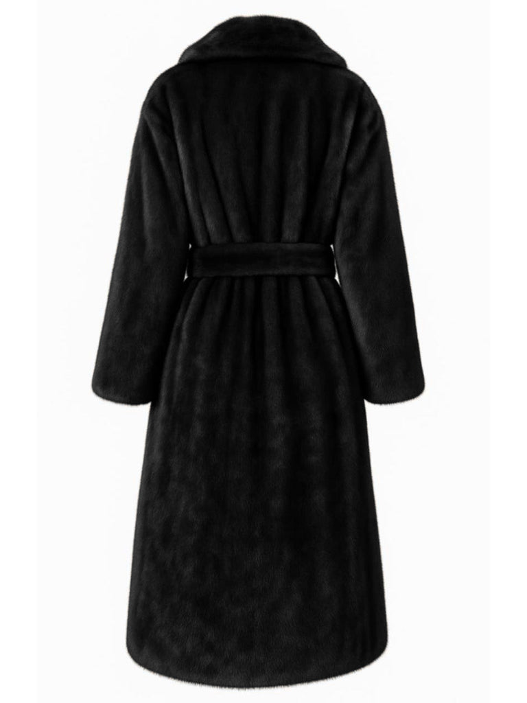 Robe de chambre en fausse fourrure à revers uni des années 1950