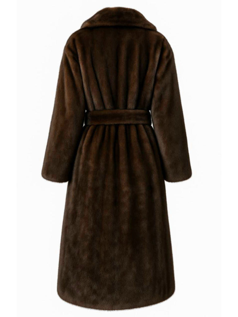 Robe de chambre en fausse fourrure à revers uni des années 1950