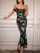 Robe Bodycon Épaules Dénudées Fleurs Maille Ruchée Années 80