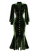 Robe sirène en velours rouge manches lanternes années 1930
