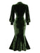 Robe sirène en velours rouge manches lanternes années 1930