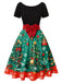 Robe trapèze à nœud et patchwork sapin de Noël années 1950