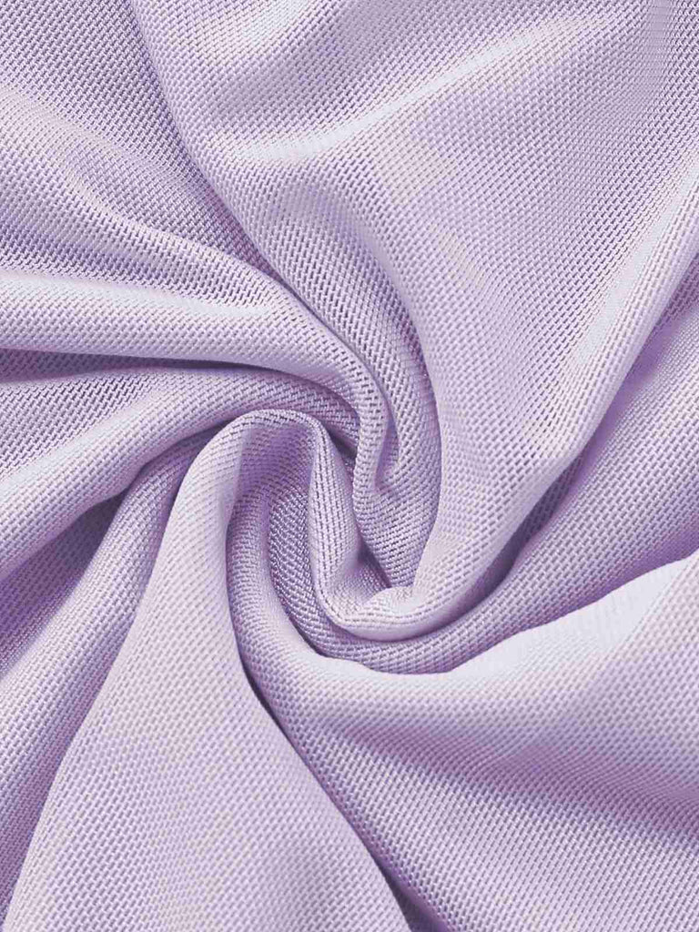 Robe asymétrique violette à volants et à une épaule en maille années 70