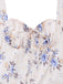 Robe beige à fleurs avec lacets et fente latérale années 1950