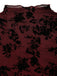 3PCS Ensemble transparent motif floral floqué rouge vin années 1930