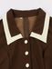 Robe ceinturée revers contrastés couleur café et beige années 1950