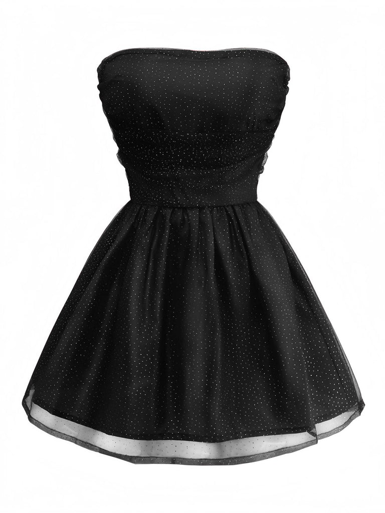Robe bustier en tulle à paillettes et dos noué années 1960