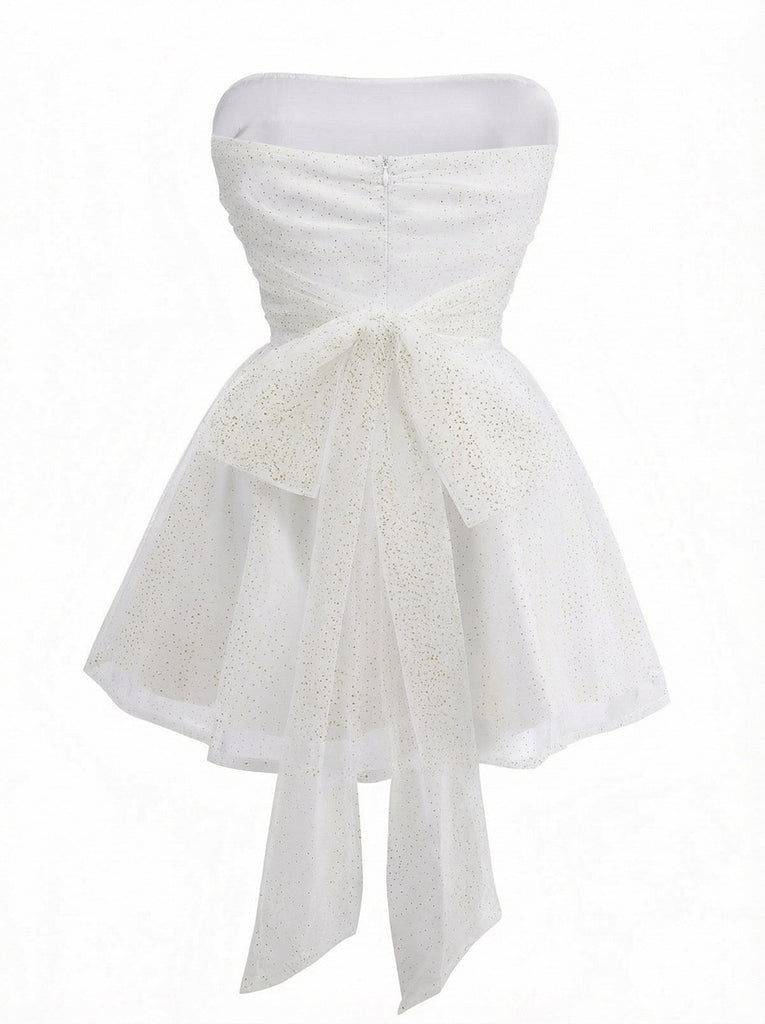 Robe bustier en tulle à paillettes et dos noué années 1960