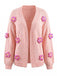 Gilet en maille manches longues motif marguerite 3D années 1930