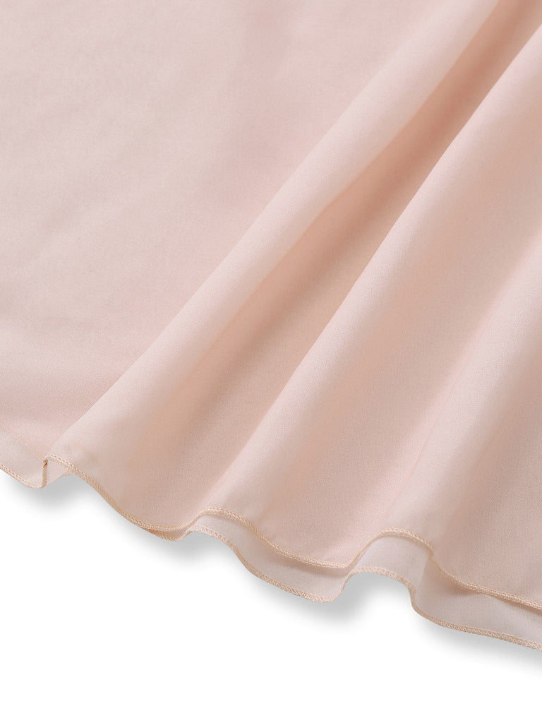 Robe rose col V manches à volants imprimé floral années 1940