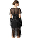 Robe Charleston à paillettes franges et perles des années 1920