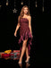 Robe rouge asymétrique à sequins et volants années 1930