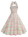 Robe dos nu à carreaux rose pâle années 50