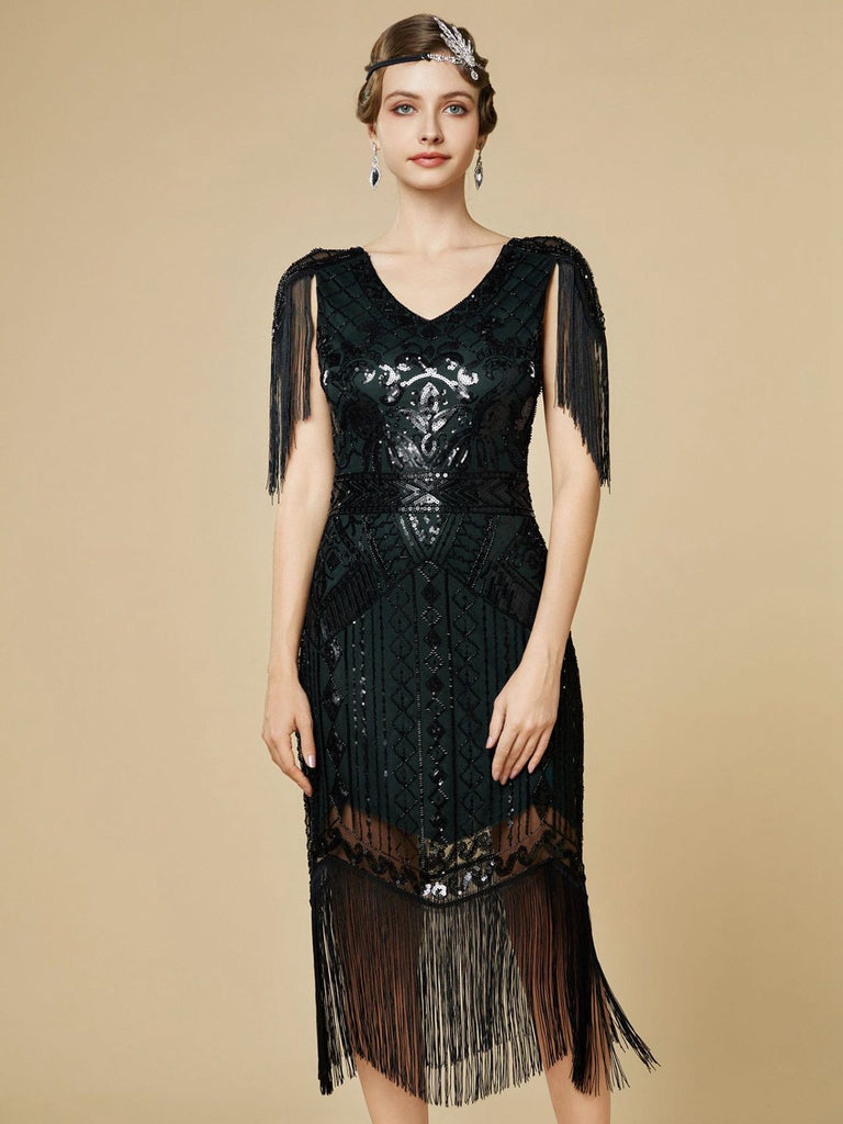 Robe Charleston à franges et sequins années 1920