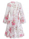 Rose Floral Découpé Imprimé Col V Dentelle Robe Années 1960 2