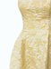 Jaune Floral Jacquard Texturé Bretelles Fines Robe Midi Années 1950 5