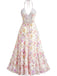 Robe Blanche Dos-Nu Florale Multicolore Années 1930