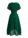 Robe Noire Foncée Col V en Mousseline Asymmetrical Années 1950