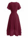 Robe Noire Foncée Col V en Mousseline Asymmetrical Années 1950
