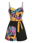 Combishort Sally noir pour cosplay d'Halloween patchwork années 40