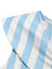 Robe Sans Manches Revers Rayée Bleu Clair Années 1950