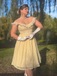 Robe Évasée Col Cœur en Dentelle Beige Années 1950
