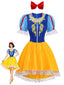 Robe de cosplay bleue et jaune manches bouffantes années 60