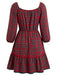 [Grande Taille] Robe évasée rouge motif écossais col V et nœud la taille années 50