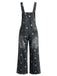 Salopette Bleue à Jambes Larges Florale Denim Années 1940