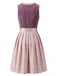 Robe Florale Rose Foncé Col Carré avec Tablier Pailleté Années 1950 2
