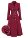 Manteau croisé ceinturé rouge vin années 1930