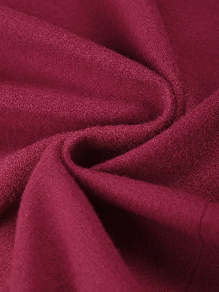 Manteau croisé ceinturé rouge vin années 1930
