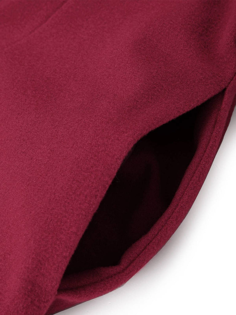 Manteau croisé ceinturé rouge vin années 1930