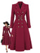 Manteau croisé ceinturé rouge vin années 1930