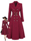 Manteau croisé ceinturé rouge vin années 1930