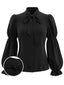 Blouse noire à col lavallière et manches virago années 1940