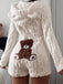 Combinaison capuche polaire brodée d’un ours peluche années 1980