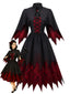 Robe de vampire noire et rouge manches chauve-souris et laçage années 50