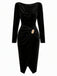 Robe moulante en velours à col drapé et taille drapée froncée Années 1960 - 4