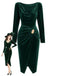 Robe moulante en velours à col drapé et taille drapée froncée Années 1960 - 1