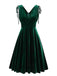 Robe trapèze en velours à col V et bretelles à nouer Années 1960 - 2